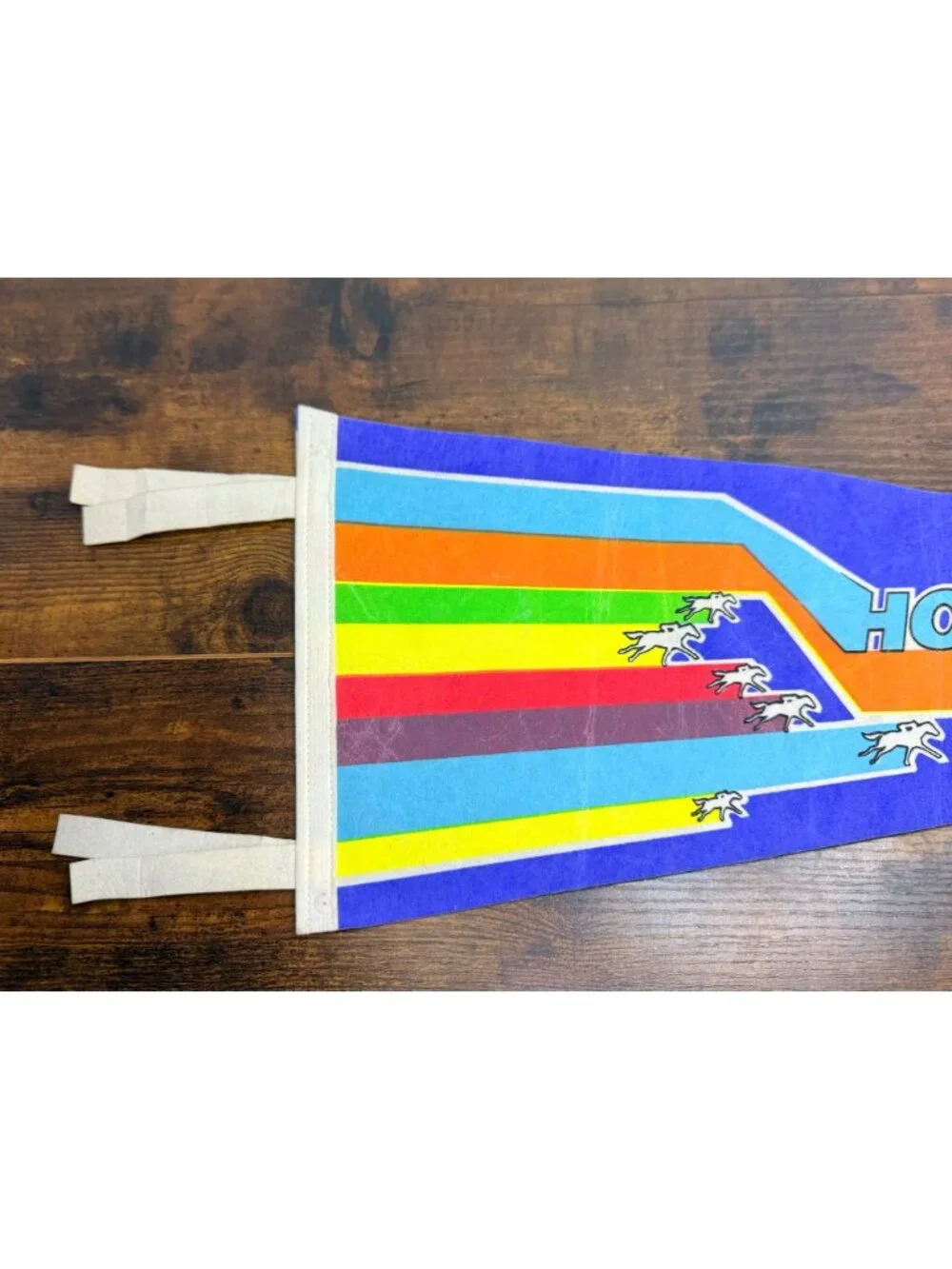Vintage Hollywood Park Felt Pennant With Rainbow Horse Racing Design